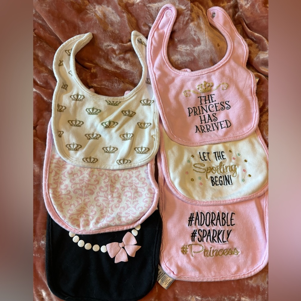 6 baby girl bibs
